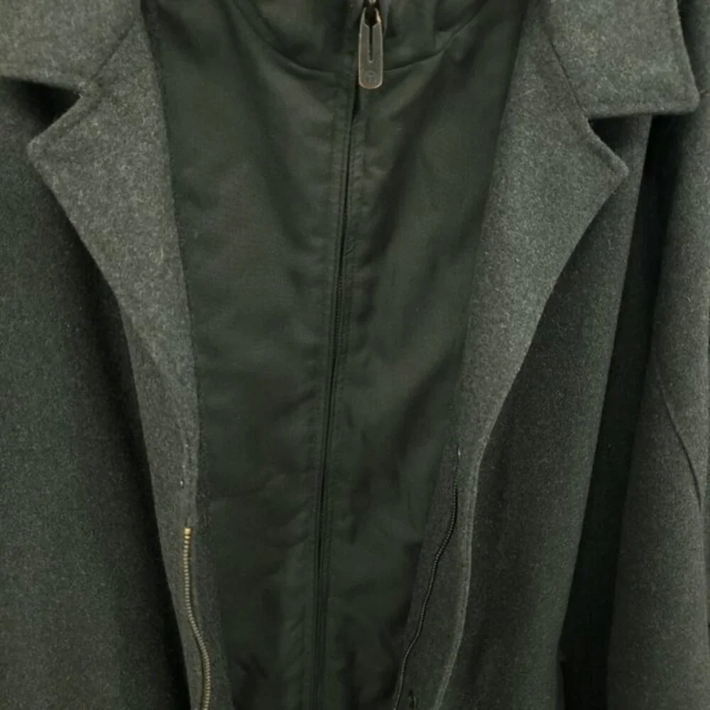 TUMI Tech Grey Wool Insulated Quilt Lined Zip-Up Jacket/Pea Coat XXL